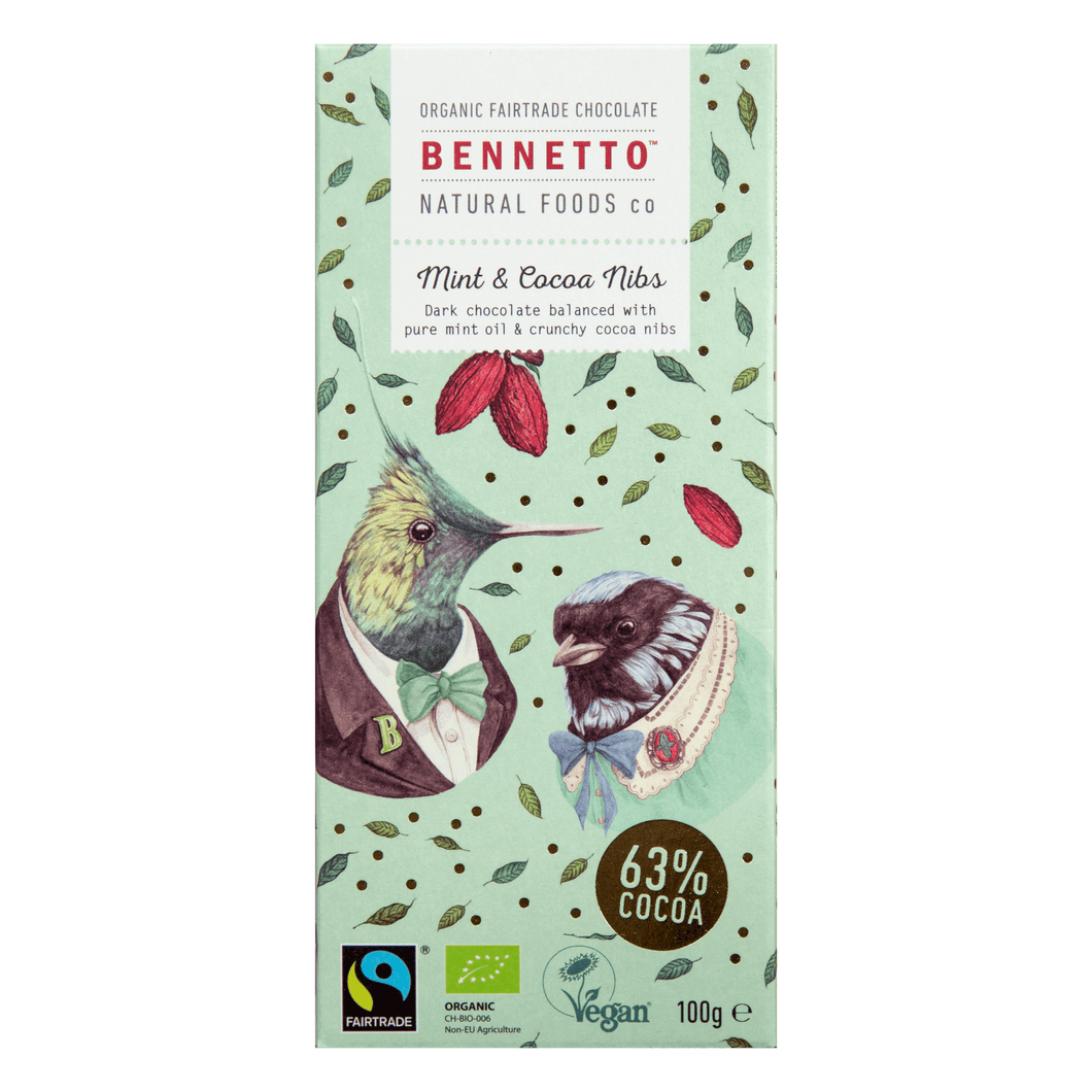 Bennetto chocolate bar - mint & cocoa nibs
